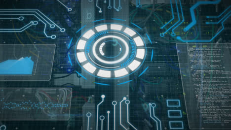 animation of data processing over server room