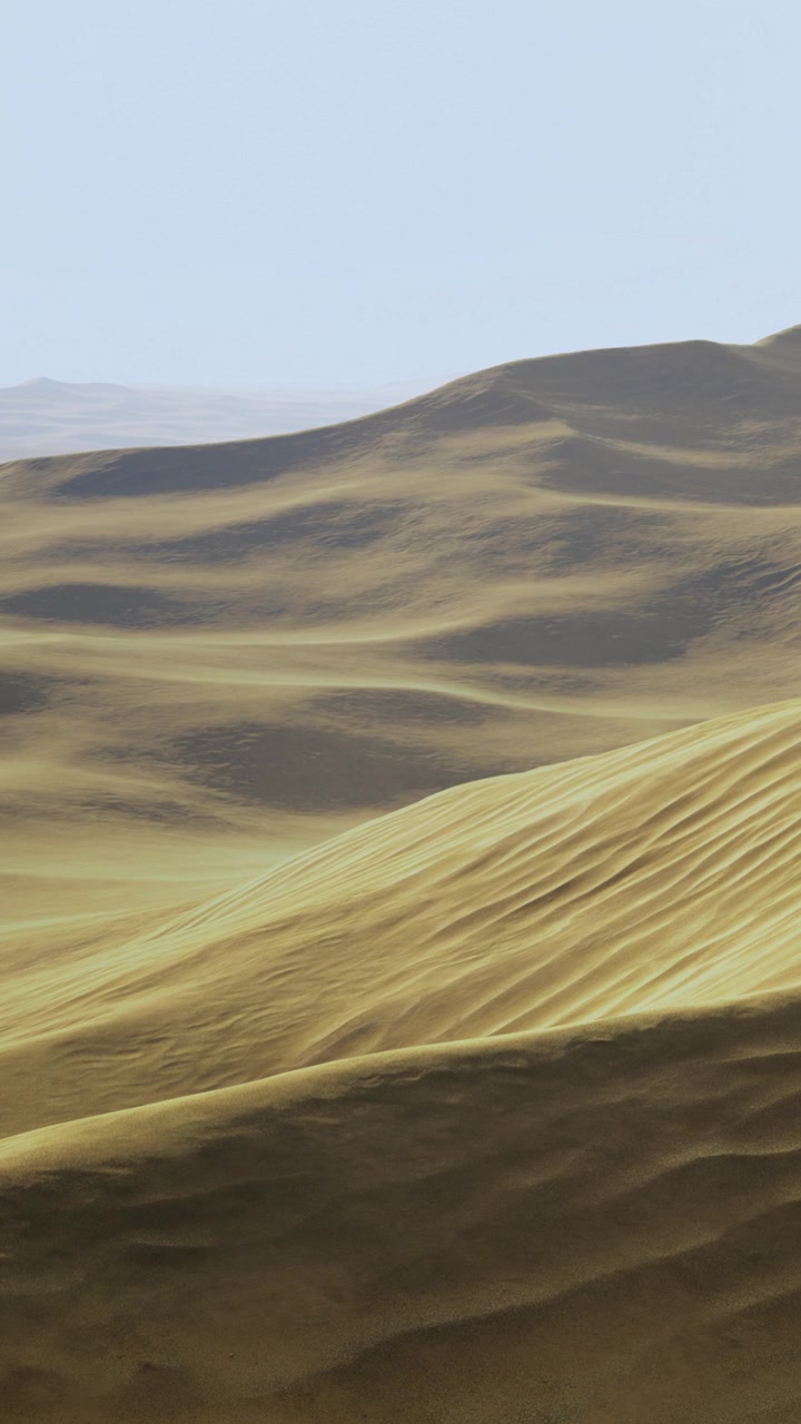 Le dune sabbiose coprono la terra mentre il sole splende alto nel cielo.
