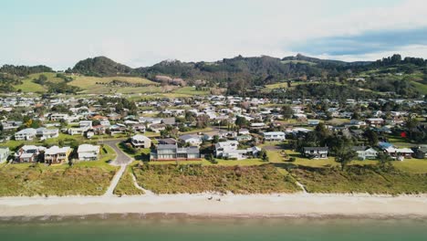 sunset beach drone flight along cooks beach