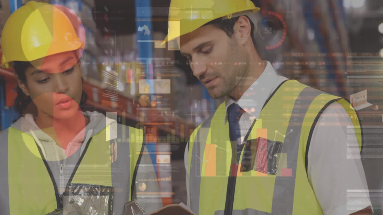 animación del procesamiento de datos sobre las personas que trabajan en el almacén