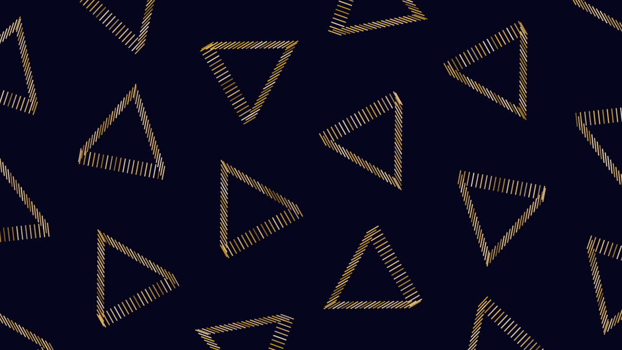 검은 바탕에 있는 동적인 파란색 삼각형 패턴