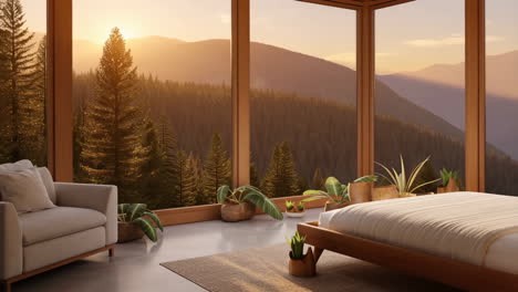 bedroom with mountain view