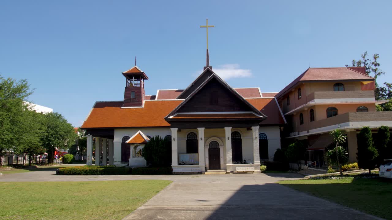 Chiang Rai First Church under a clear blue sky in Thailand