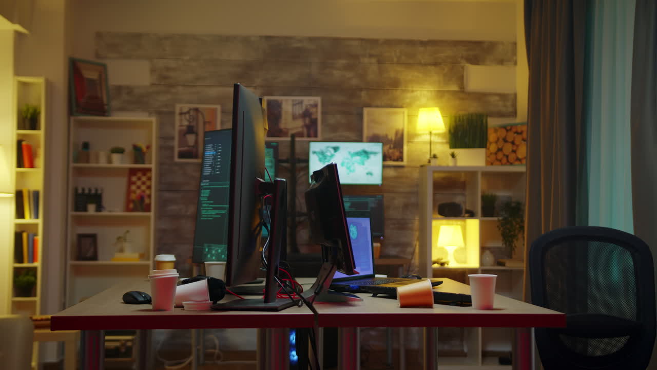 Team of hackers running while the police is coming