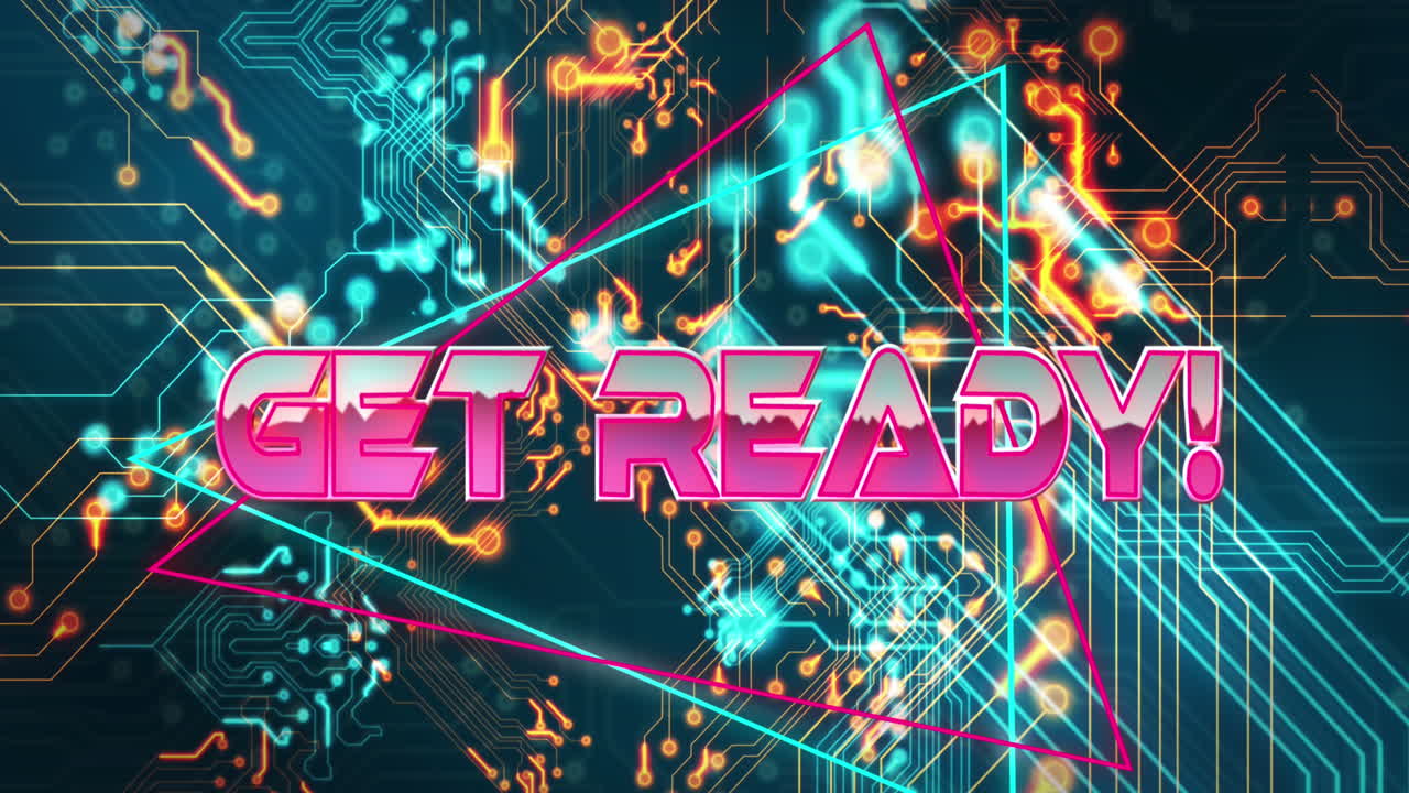 연결의 네온 네트워크를 통해 준비된 텍스트의 애니메이션