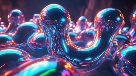 abstract iridescent liquid metal blobs