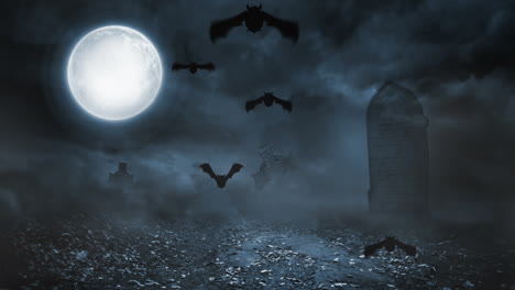 animation de chauve-souris effrayante pour halloween dans le cimetière