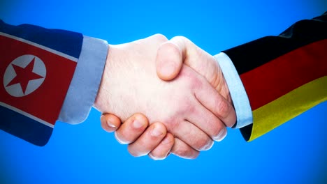 north korea  - germany  / handshake concept animation about countries and politics / with matte channel