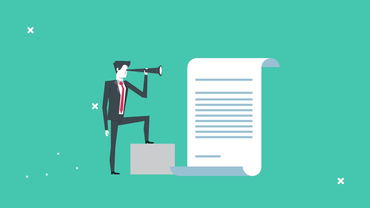 elegant businessman with telescope and document