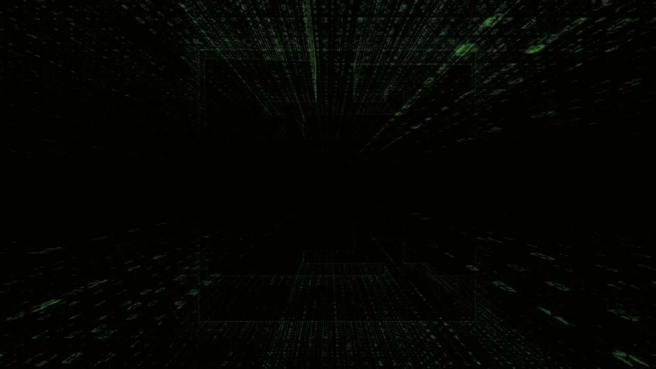 Grøn digital kodetunnel med ekspanderende bogstav E-kontur