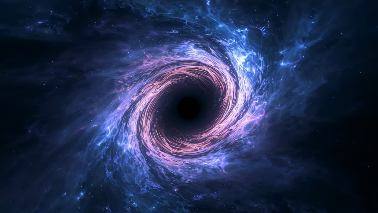 Drawing nebular gas spiraling around central black hole in space by gravity, showing accretion flow