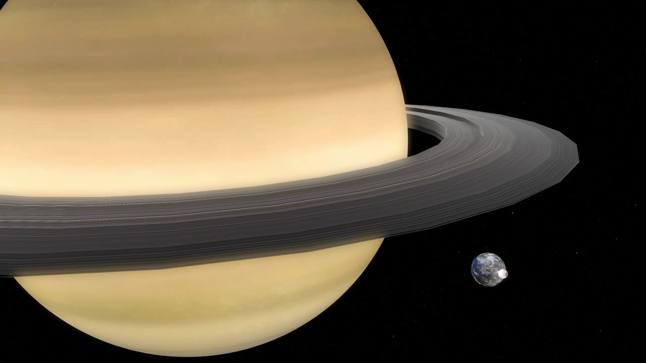 Earth-moon and planet Saturn comparison, Saturn is the sixth planet from the Sun and the second-largest in the Solar System