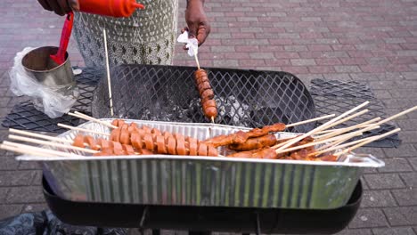 Street-food-cookout-in-Panama:-mouth-watering-delicacies-skewered-on-the-grill