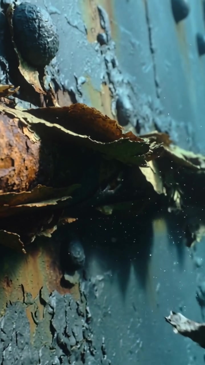 Vertical video: Moving camera showing flakes detaching from rivet on metal panel to reveal rust