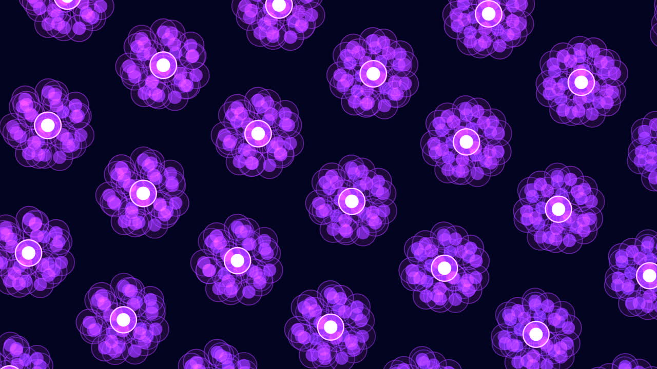 patrón abstracto de flores de primavera en filas sobre degradado negro