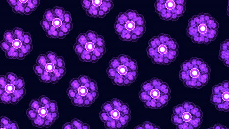 abstract spring flowers pattern in rows on black gradient