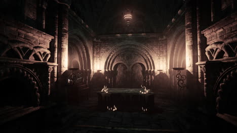 dark and creepy gothic chapel interior