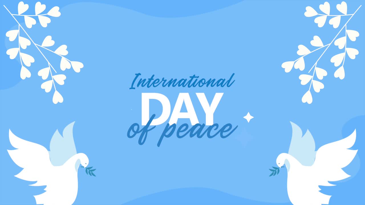 international day of peace lettering with doves