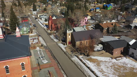 urban neighbourhood with a small church on the street in a rural town in colorado, usa