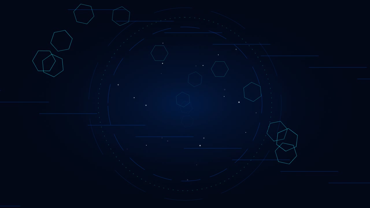 Abstract Digital Background with Floating Hexagons and Data Lines