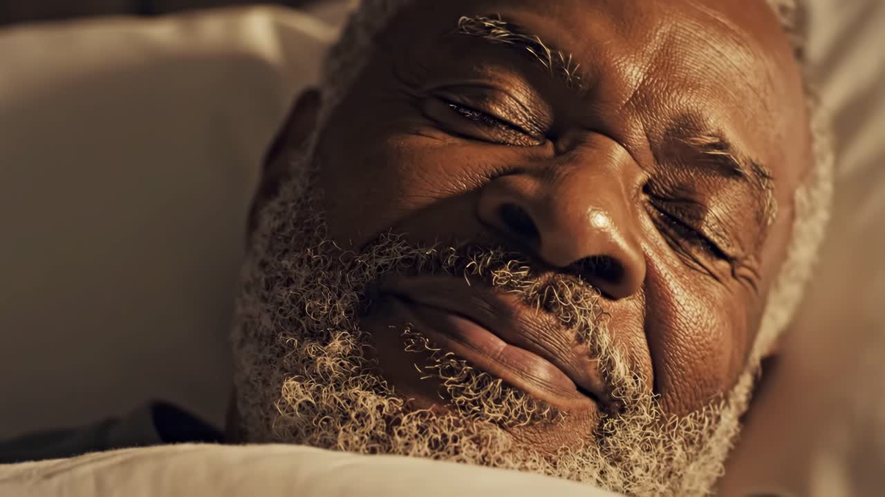 An older African American man sleeping peacefully