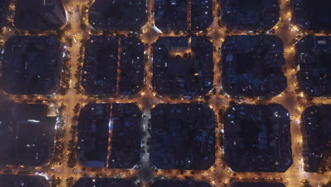 Aerial-view-of-Barcelona-square-blocks,-modern-part-of-the-city-from-above,-Spain