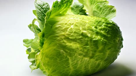 fresh green romaine lettuce displayed on a light background