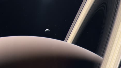 Saturn's-Moon-Tethys-Rising-From-Behind-the-Gas-Giant-Planet