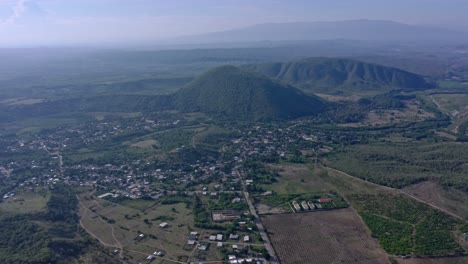 panoramic view of las yayas de viajama town in dominican republic - aerial drone shot