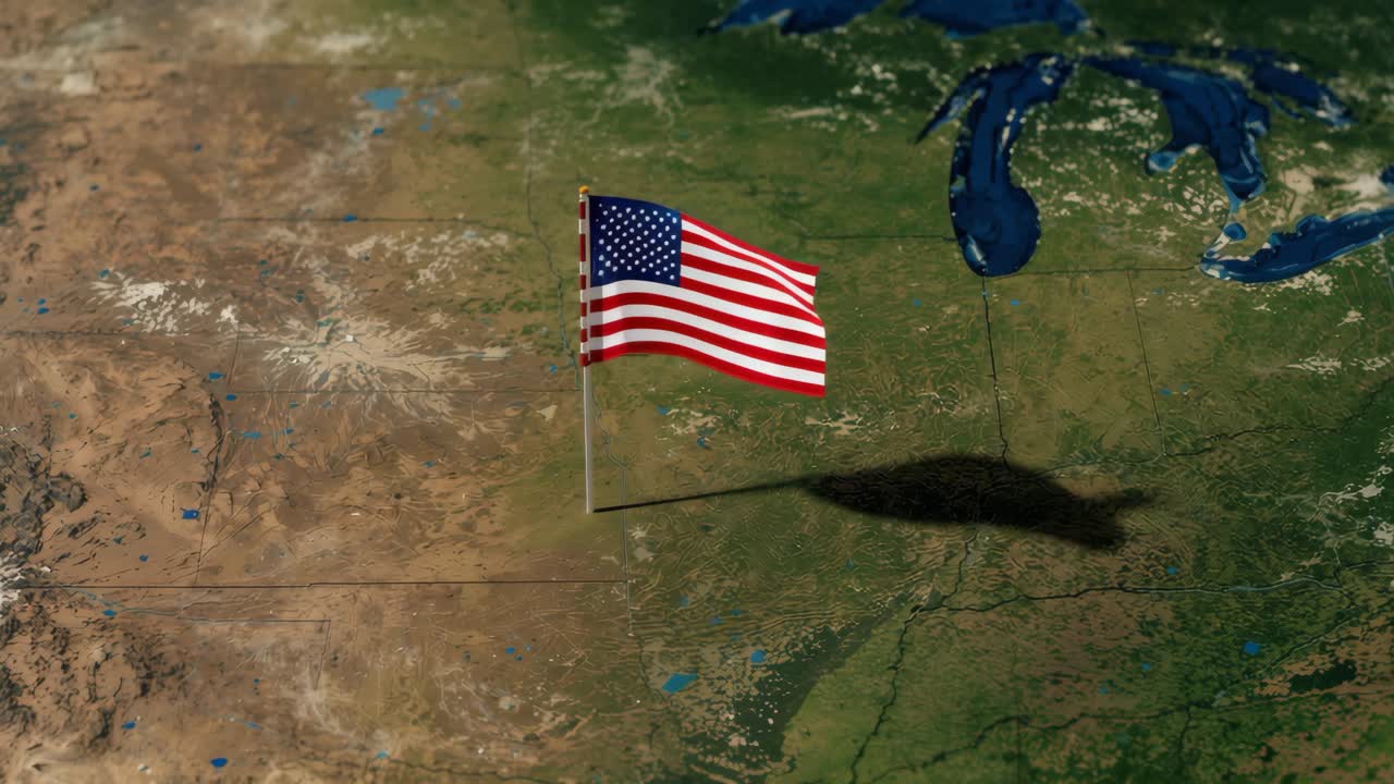 American Flag on US Map
