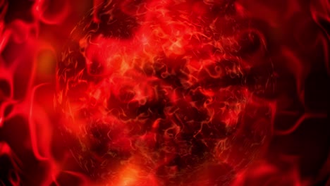 abstract digital fractal animation of red fire flames plasma energy waves on black background. 4k 3d rendering seamless looping for abstract science fiction, technology, fantasy backdrop wallpaper.