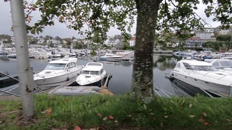 small boat harbor a fall day