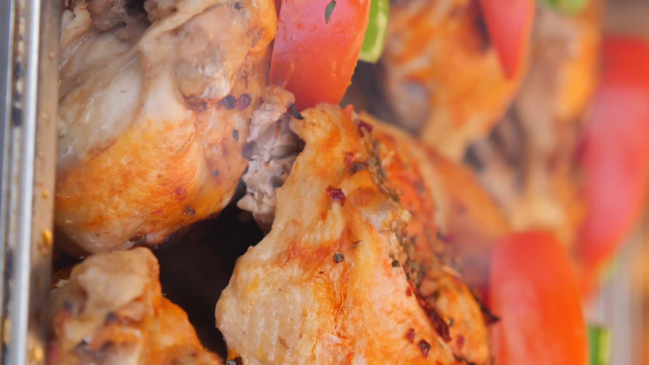 pollo asado y verduras