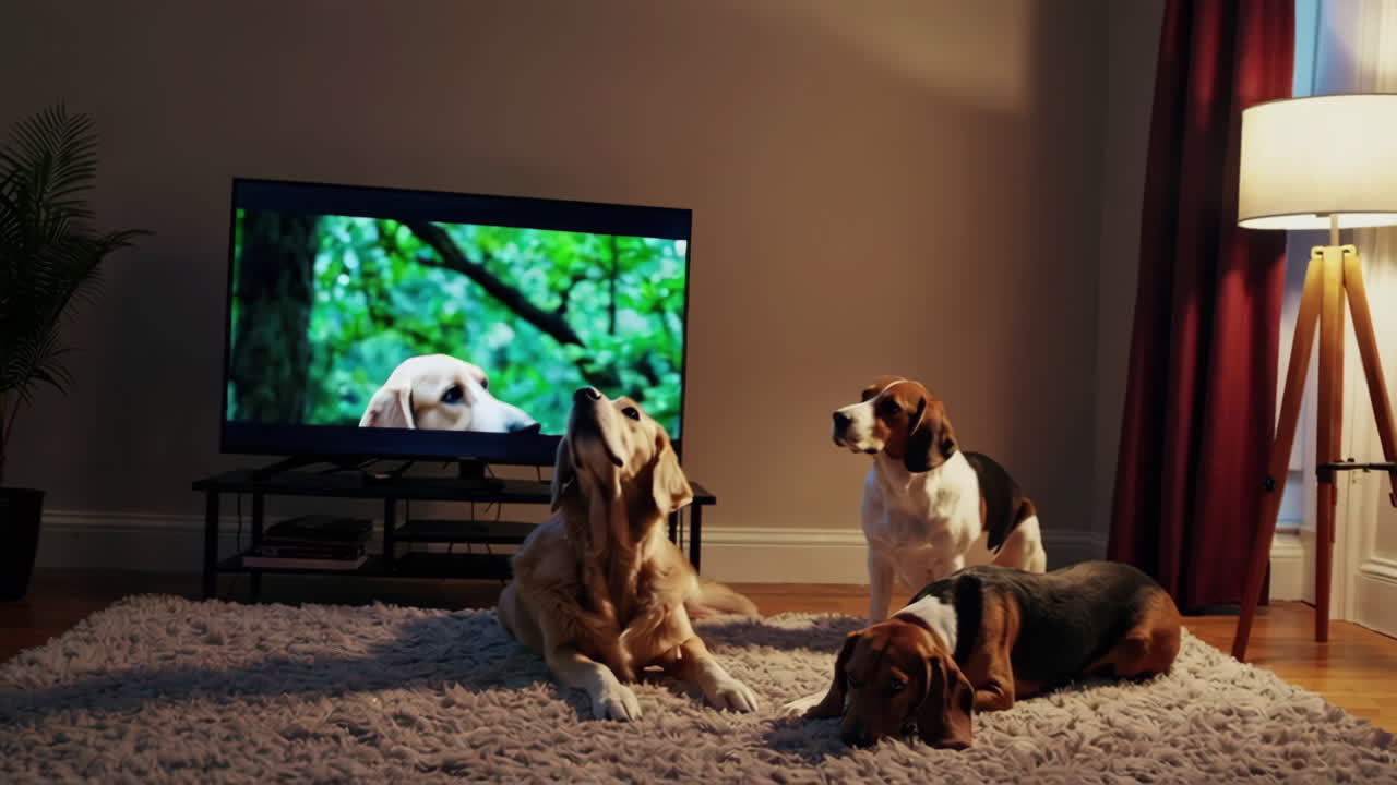 tv를 보는 개들