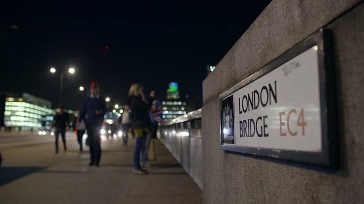London Bridge Sign at Night
