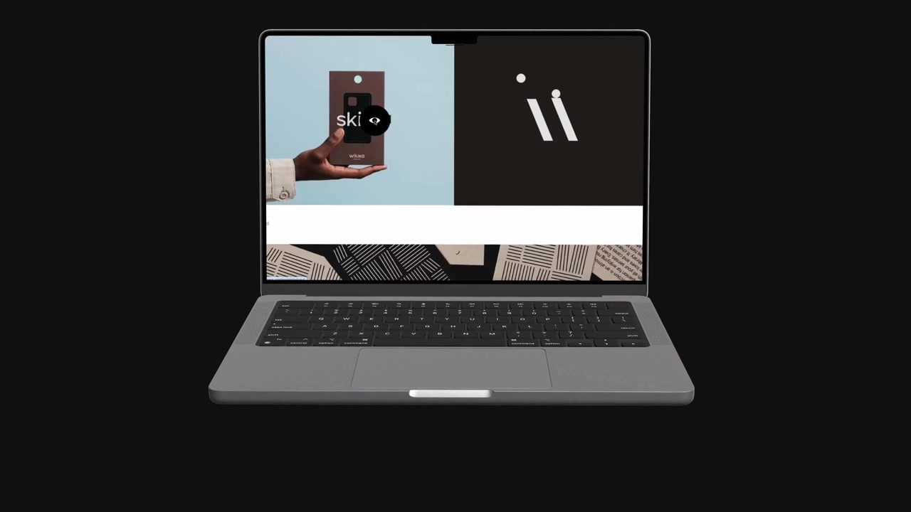 Moderne bærbar computer roterer og åbner for at afsløre en digital skærm