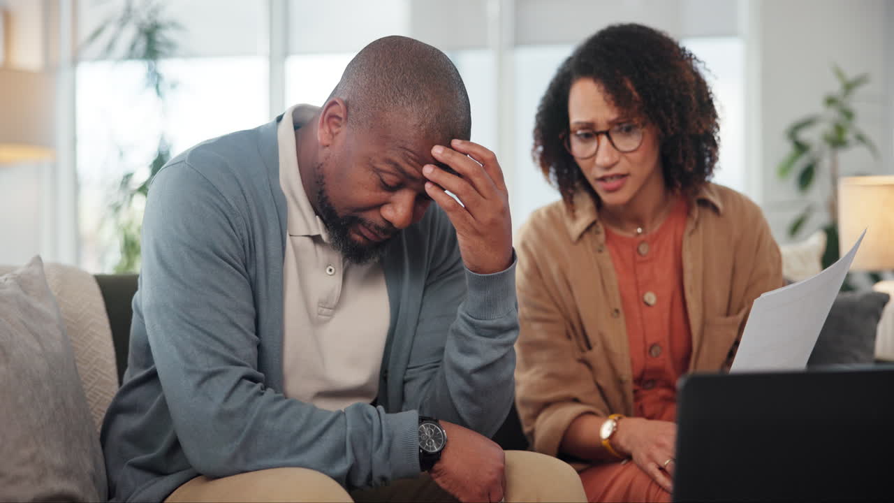 Couple arguing about bills