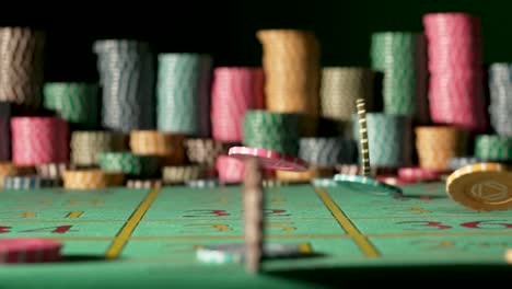 Casino Roulette Table with Falling Chips
