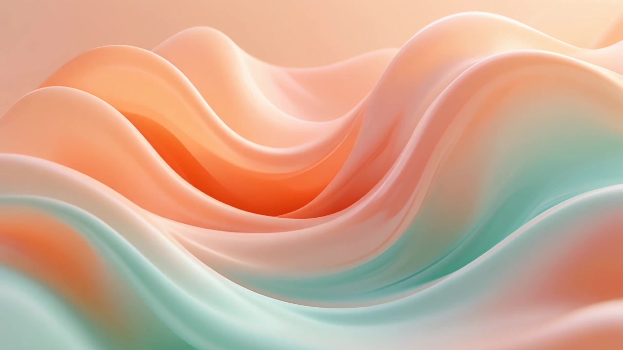 Abstrakt 3D-animation af flydende pastelfarvede væskebølger
