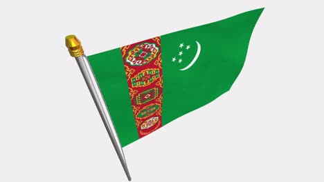 video de bucle de la bandera de turkmenistán revoloteando en el viento, video en cámara lenta de 4k, con canal alfa