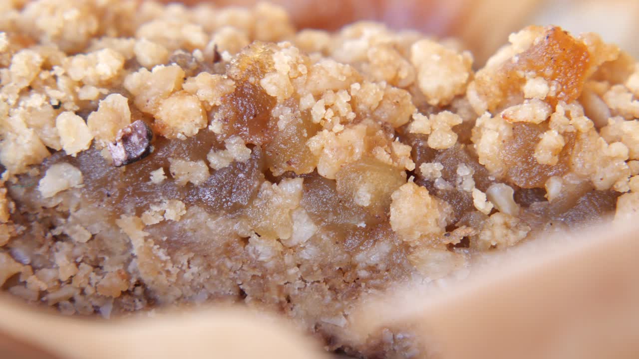 Close-up of a delicious dessert crumble