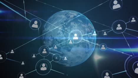 le connessioni di rete delle persone con lo sfondo terrestre.
