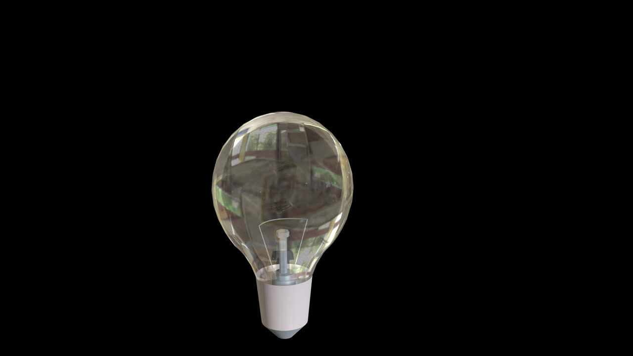 검은 바탕에 회전하는 전구의 애니메이션