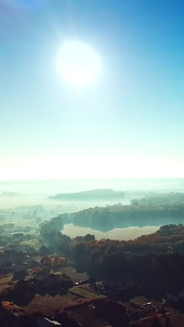 beautiful scenery landscape. aerial view from above of small village vertical video