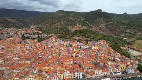 aerial view of bosa town in sardinia