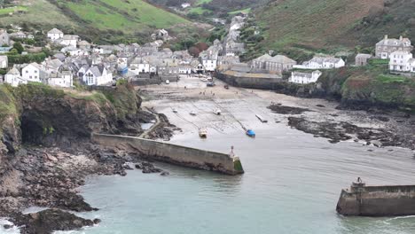 Port-Isaac-Cornwall-Reino-Unido-Drone,-Aéreo,-Vista-Desde-El-Aire-Imágenes-De-4k