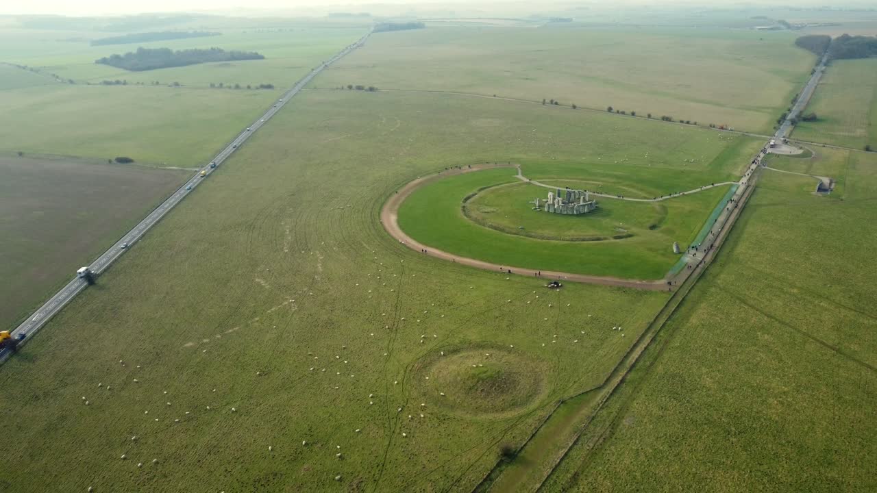 Aerial View of Stonehenge and Surrounding Landscape