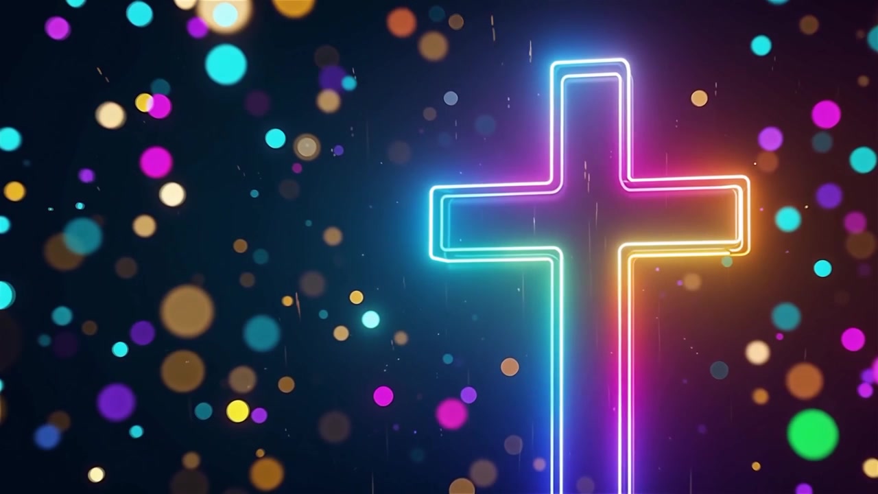 Christliches Kreuz, himmlisches Licht, Anbetungshintergrund.