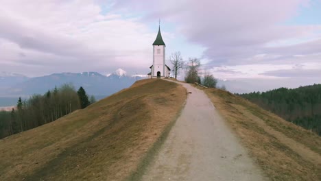 road to the church on the meadow hill