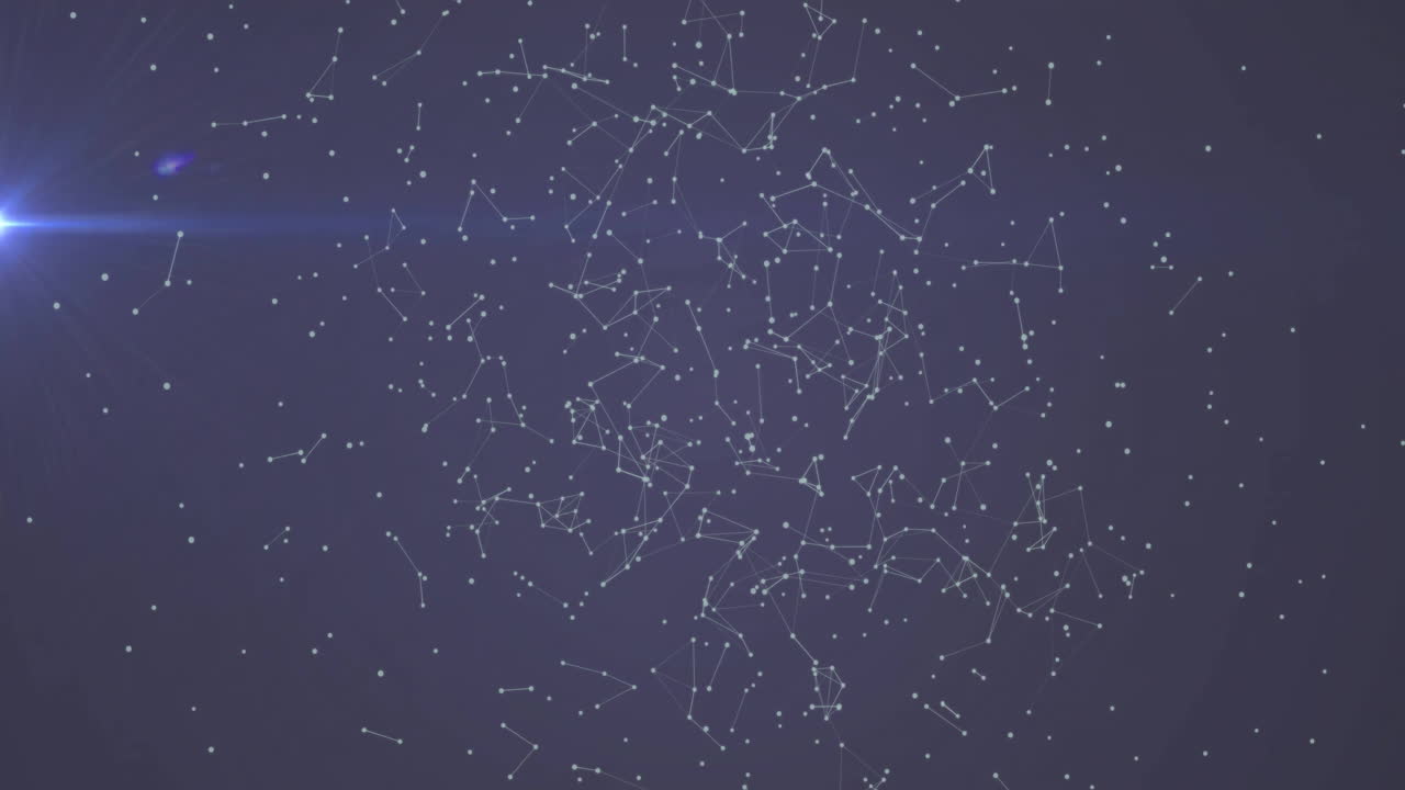 Animation of white shapes moving over blue background